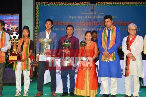 Sports Icons Somdev Devvarman, Dipa Karmakar, Sportsperson Laximta Reang felicitated 
